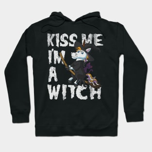 Halloween Kiss Me I'm A Witch Unicorn Cute Funny Hoodie